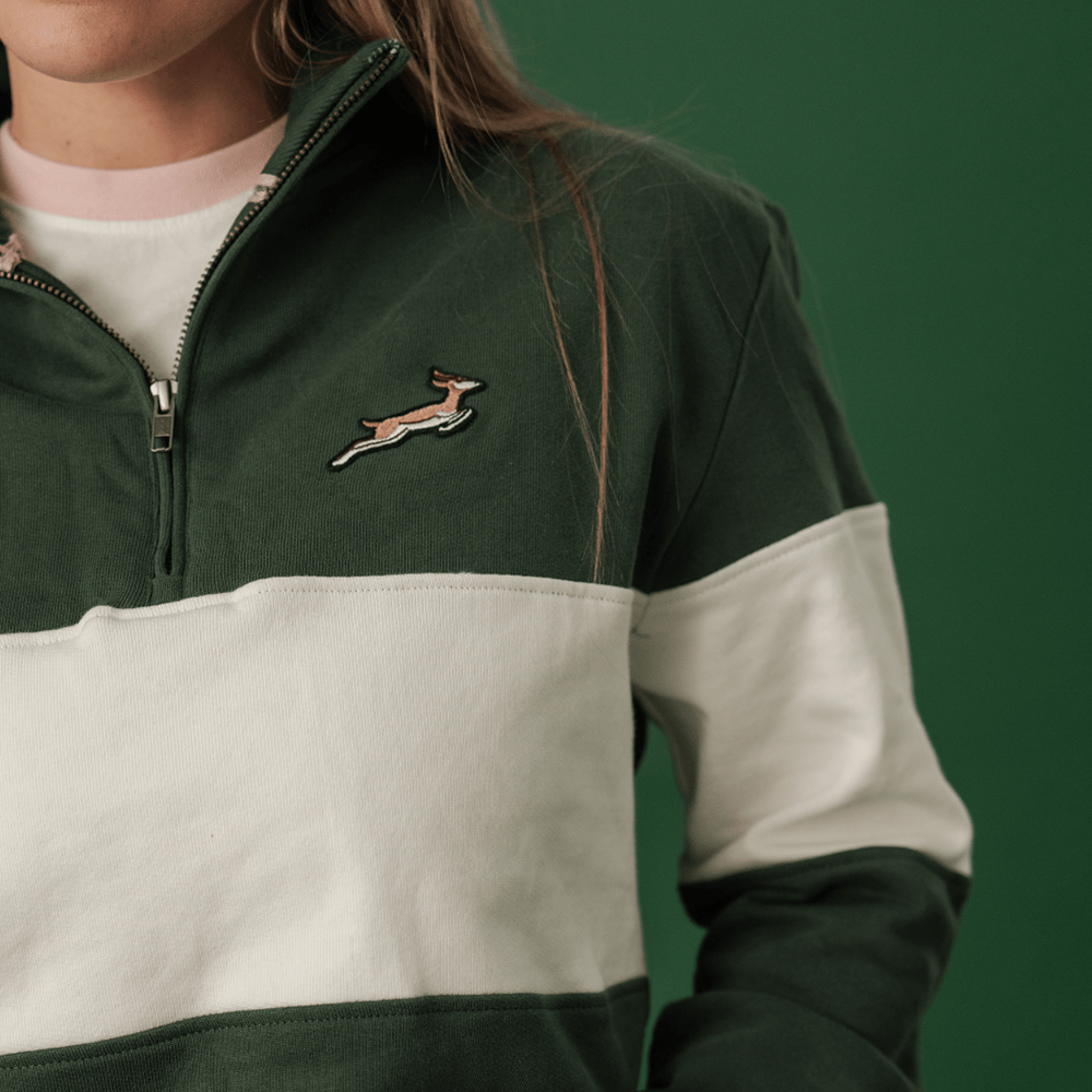 Springboks Classic Hoop Quarter Zip-OS Green