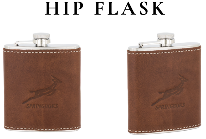 Springboks Leather Hip Flask - Brown