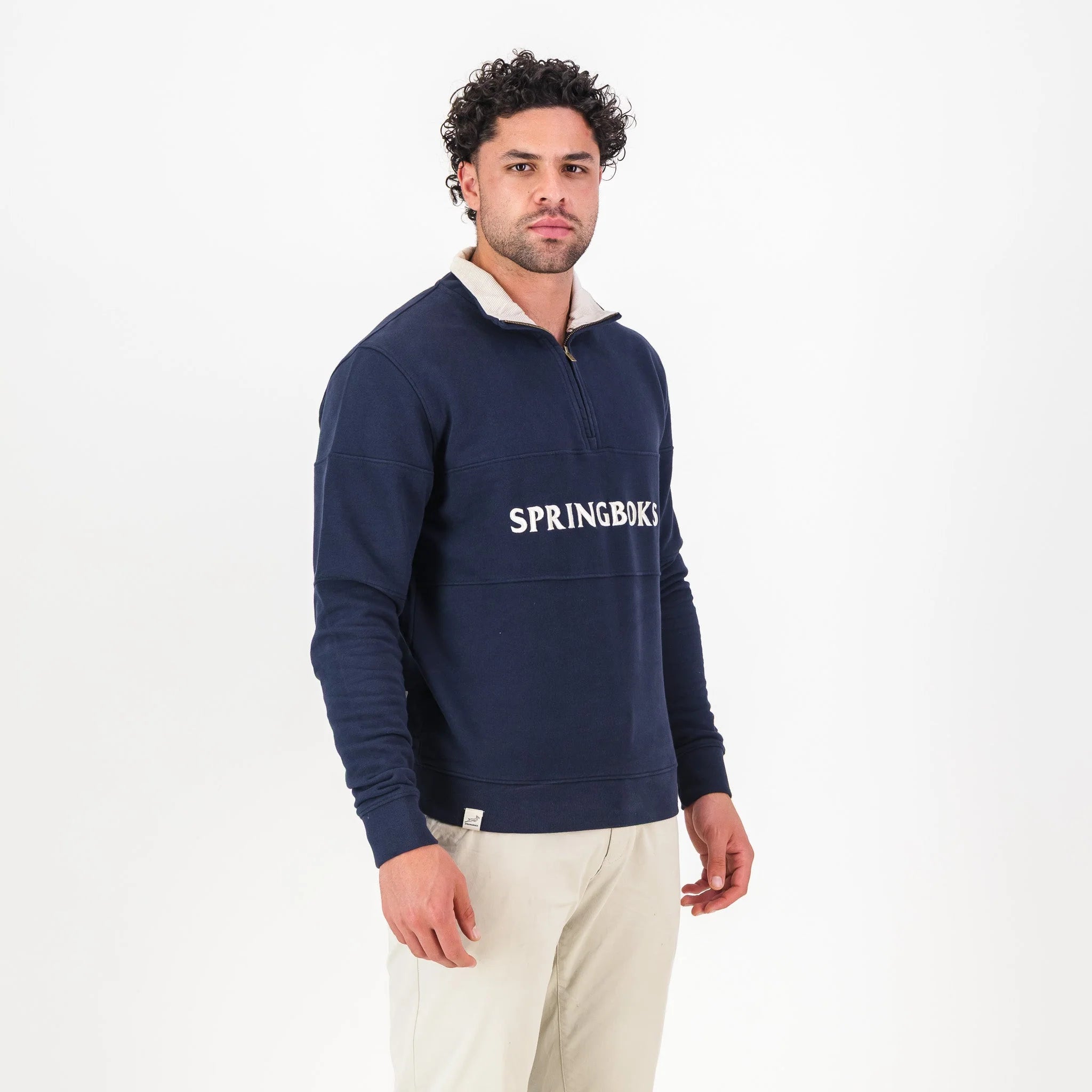 Springboks Word Quarter Zip Sweat-Navy