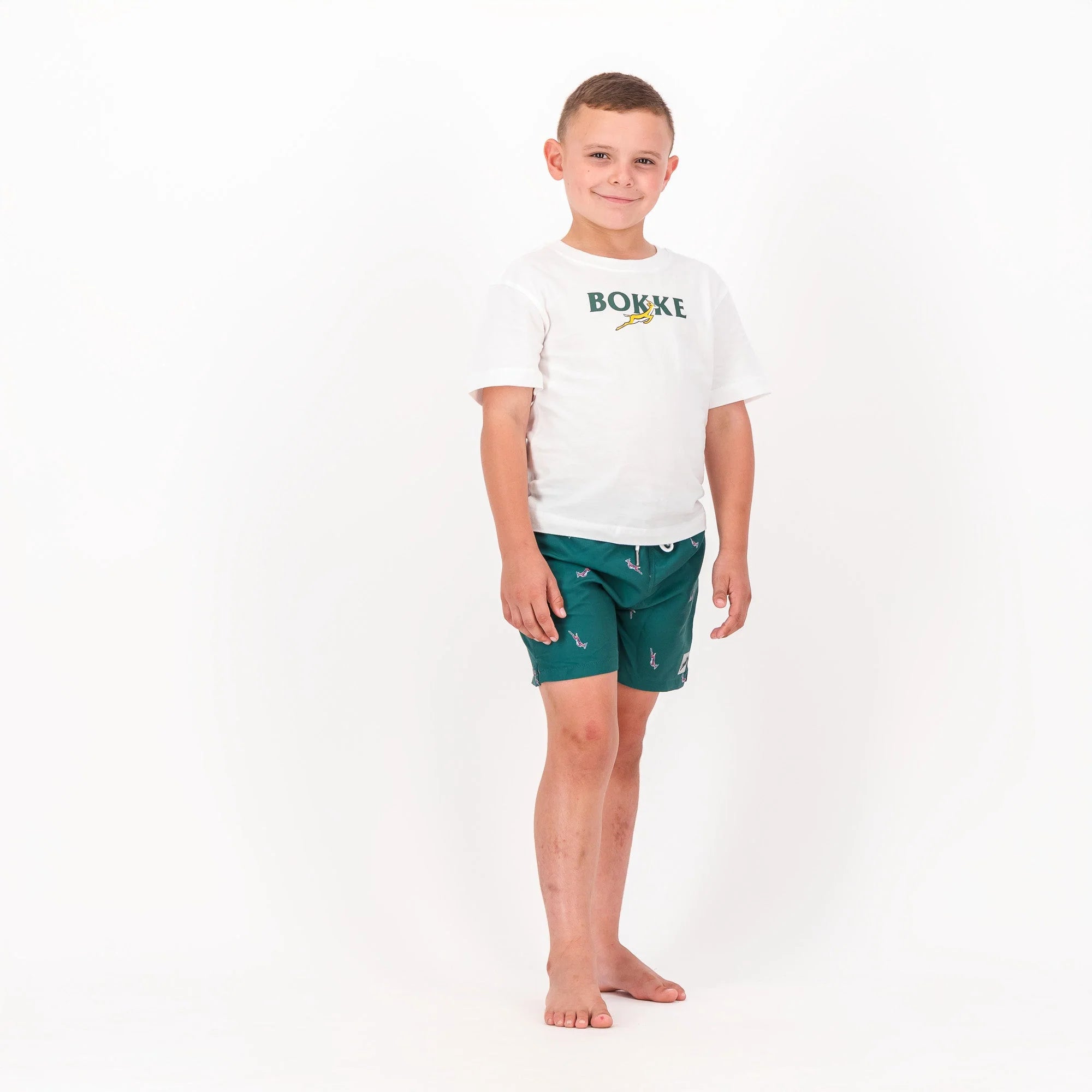 Springboks Summer Pop Print Kids Swim Shorts-Teal