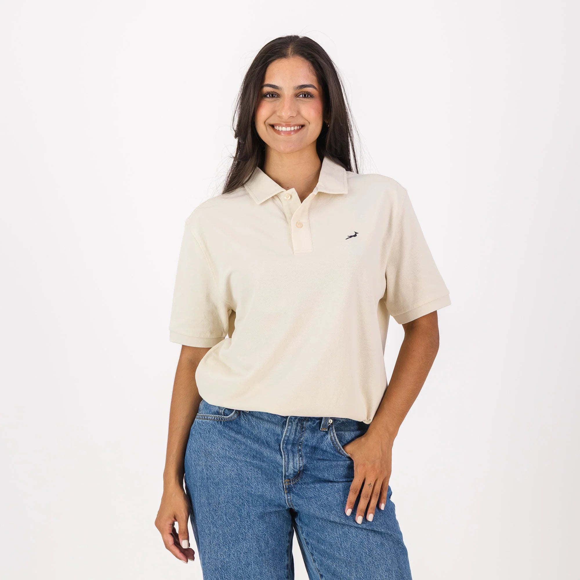 Springboks Contrast Embroidery Polo-Ivory