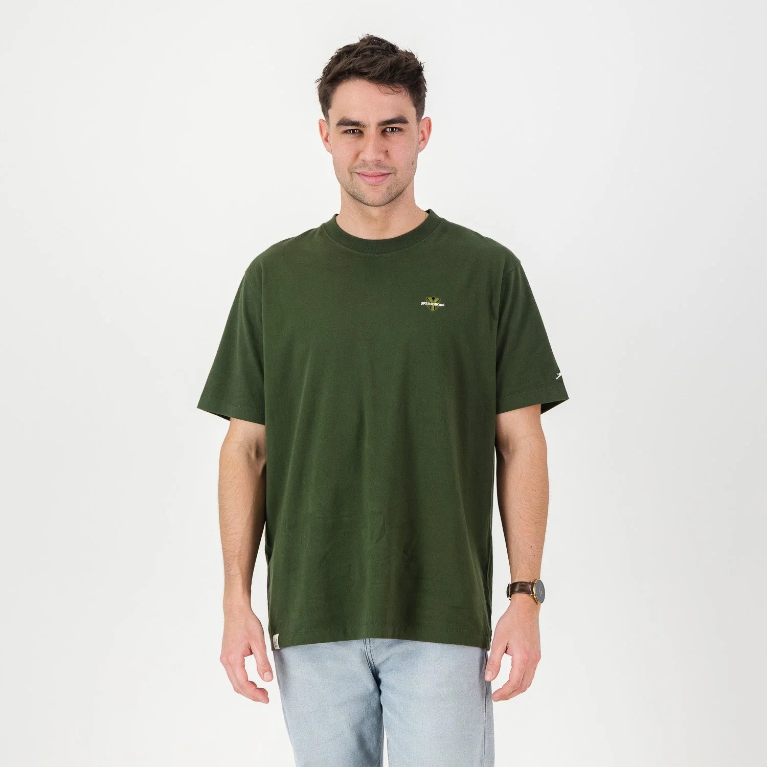 Springboks SML Shield Regular Crew Tee - Military Olive