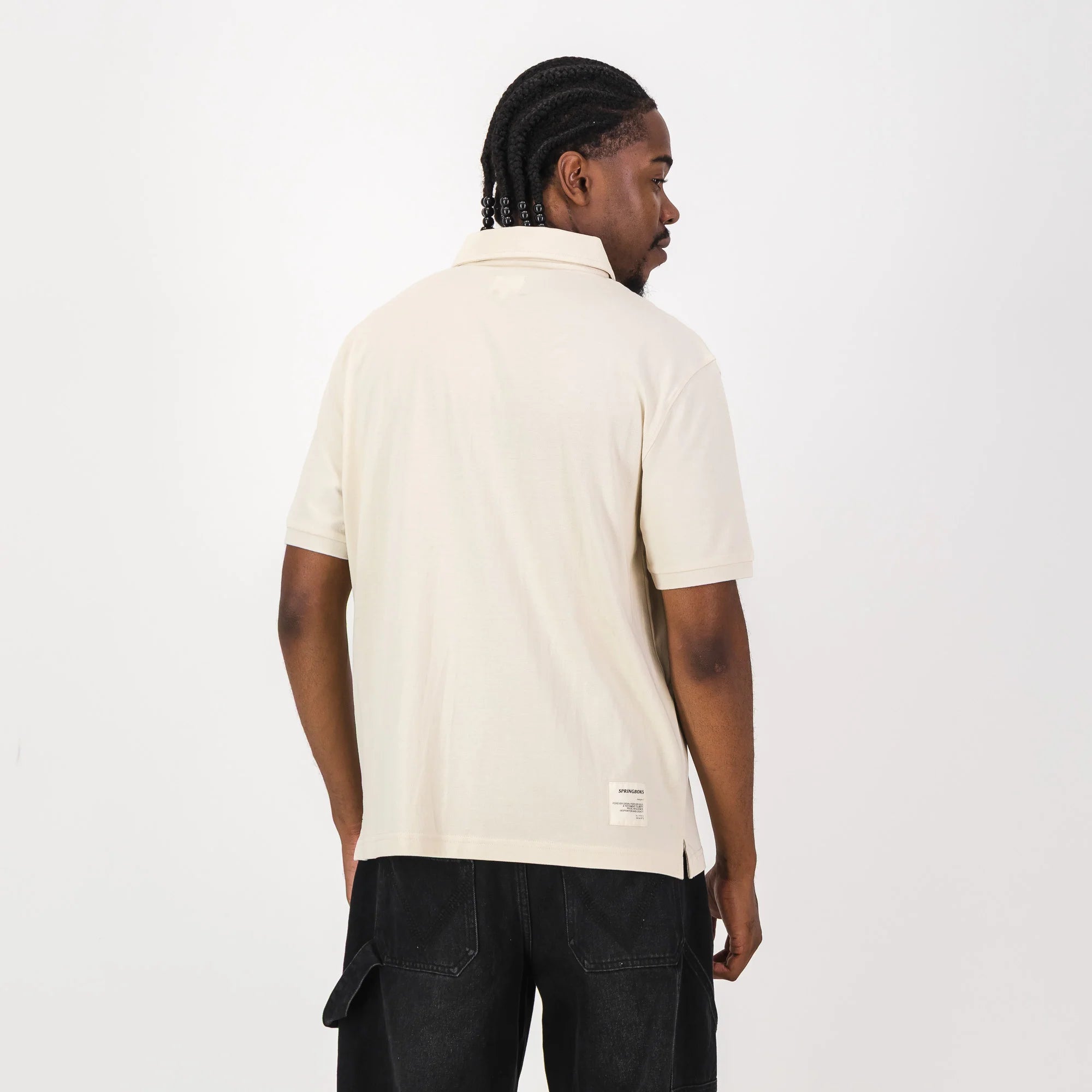 Springboks Contrast Embroidery Polo-Ivory