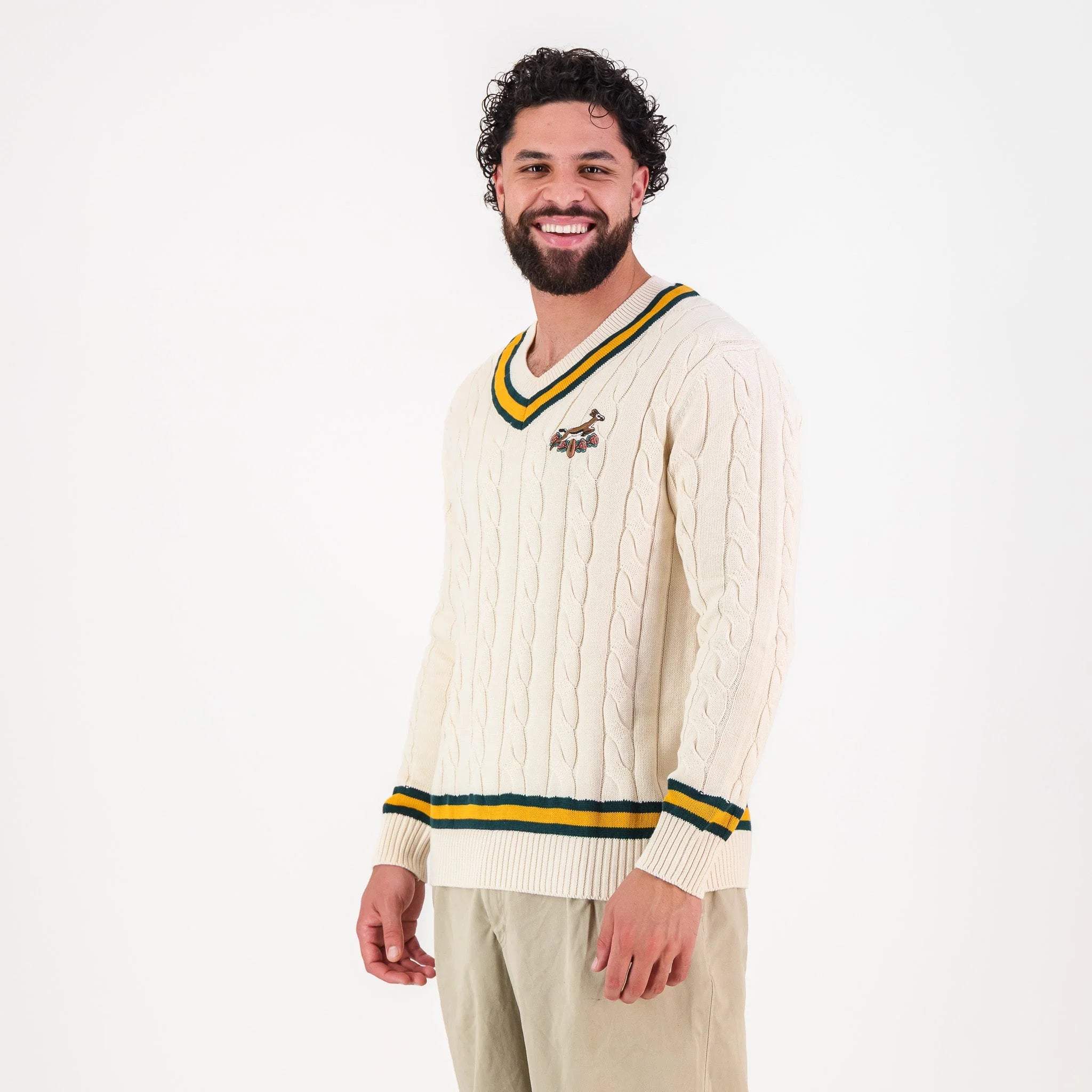 Springboks 95 LS V-neck Knit-Ivory