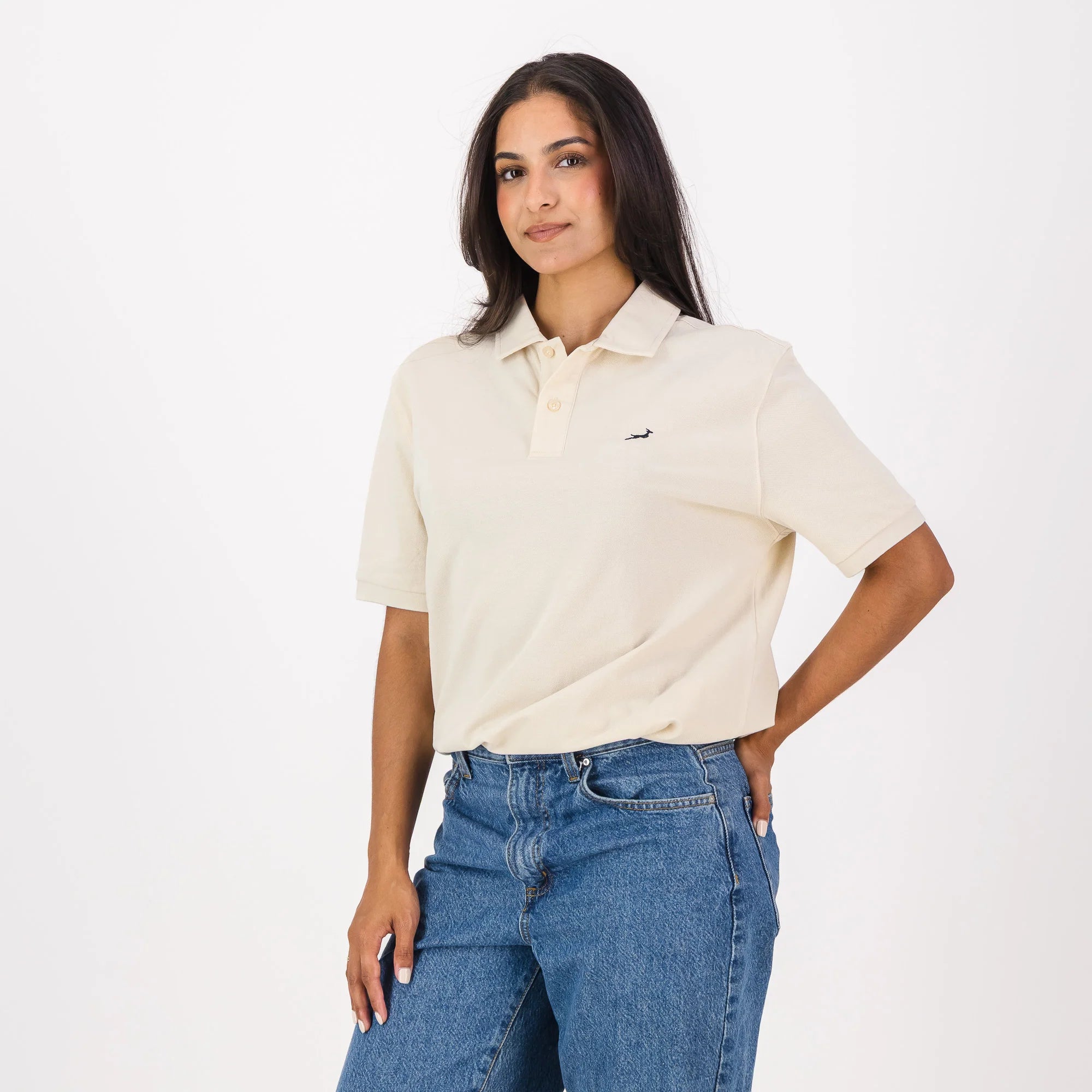 Springboks Contrast Embroidery Polo-Ivory
