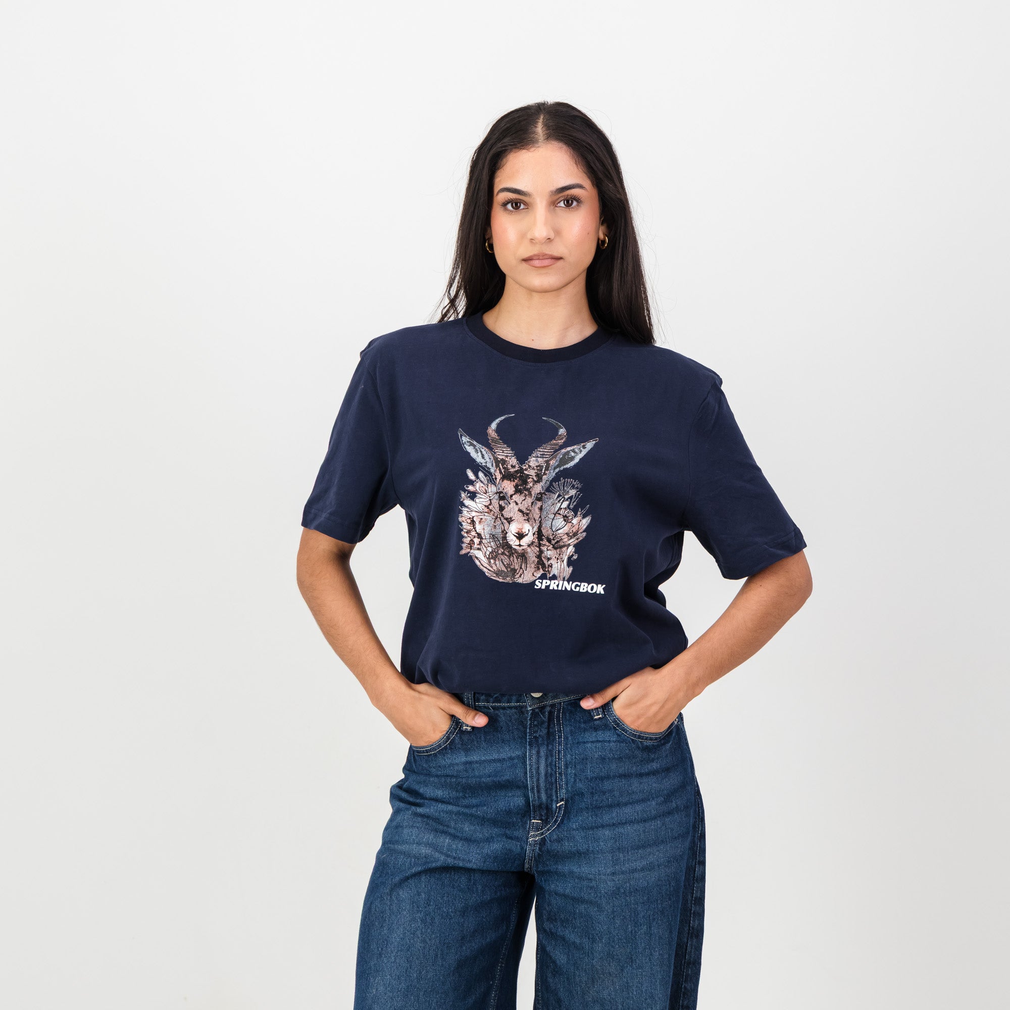 Springboks Artistic Regular Crew Tee-Navy