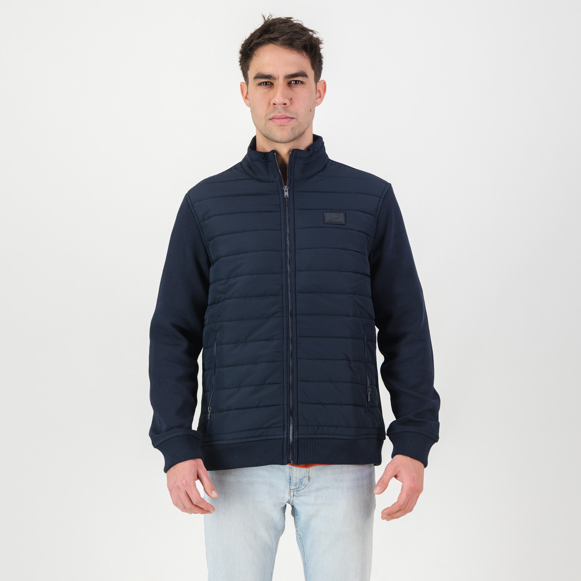 Springboks Quilted Knit Shell Jacket-Navy