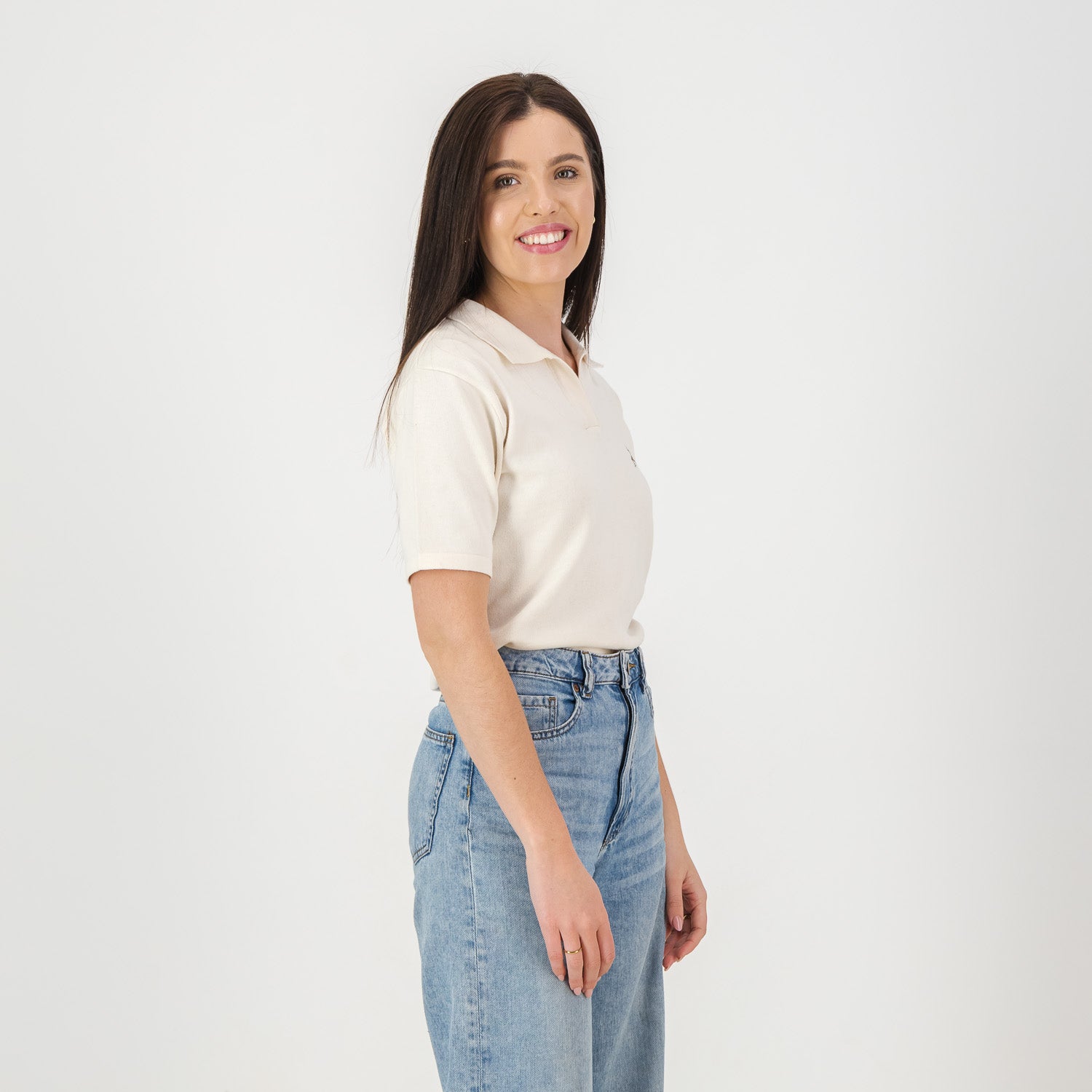 Springboks Knitted Crop SS Polo-Ivory