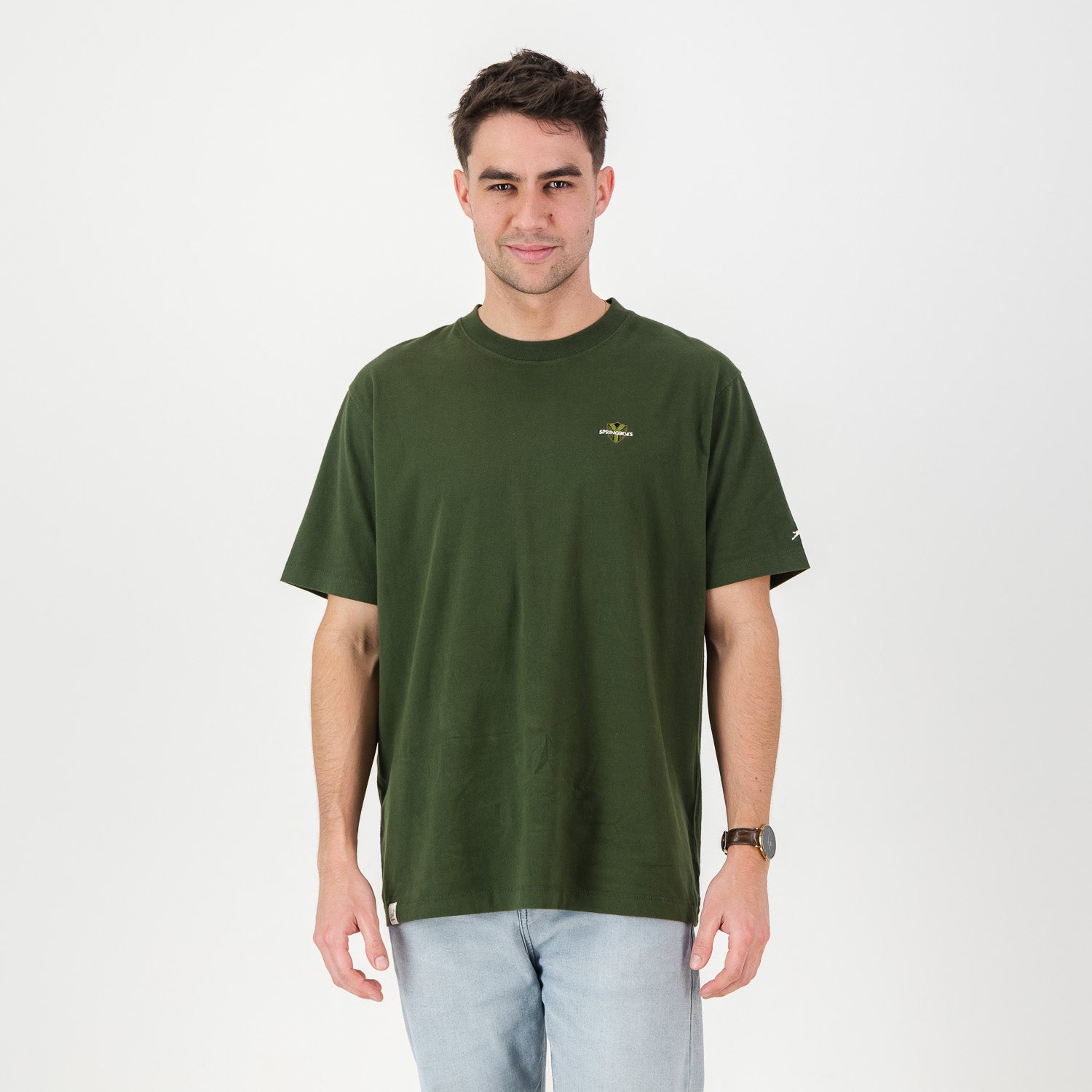 Springboks SML Shield Regular Crew Tee - Military Olive
