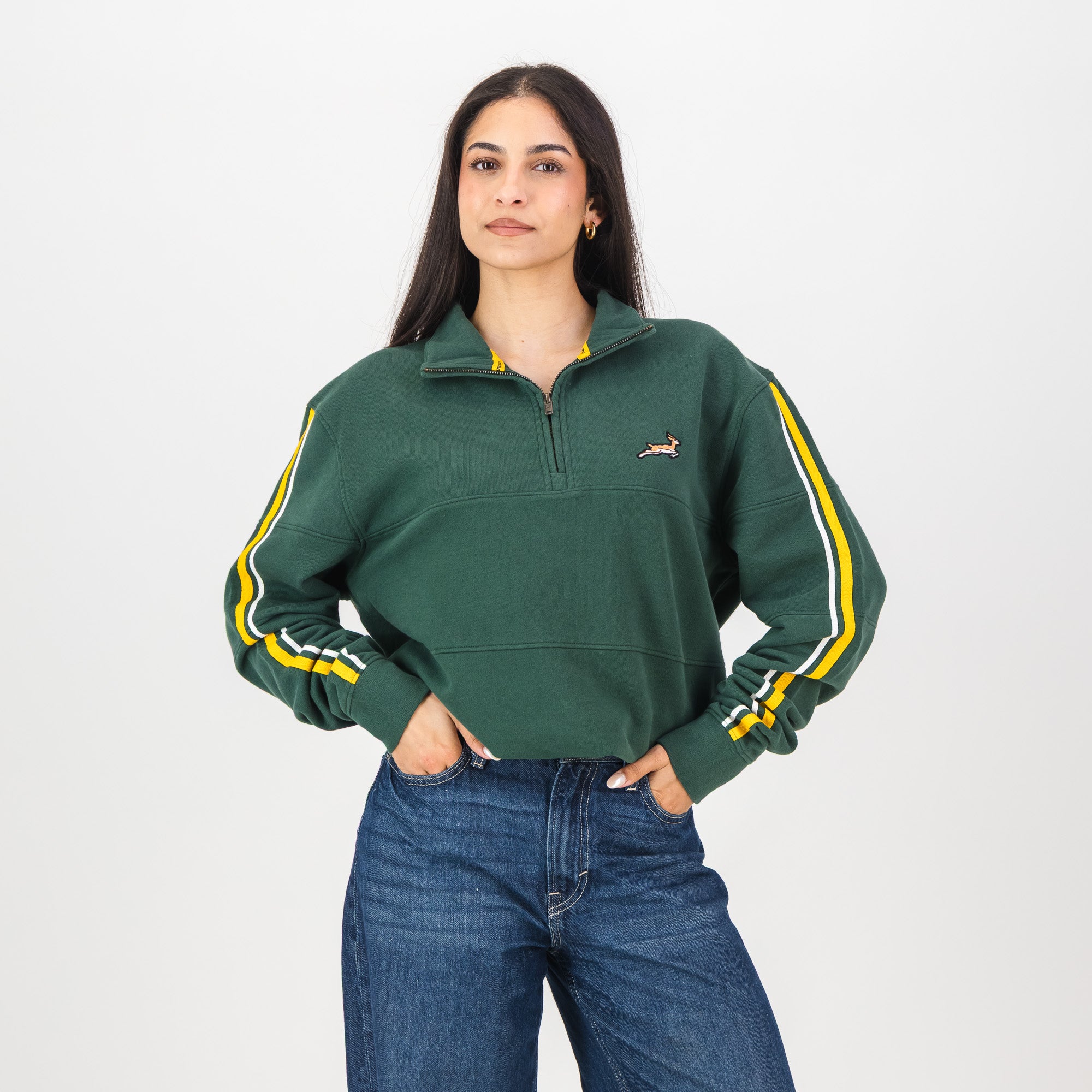 Springboks Twill SLV Quarter Zip Sweat-OS Green