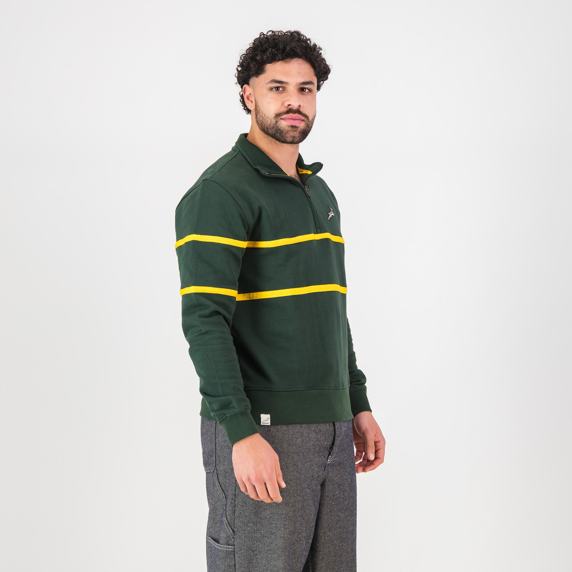 Springboks Twill Hoop Quarter Zip Sweat - OS Green