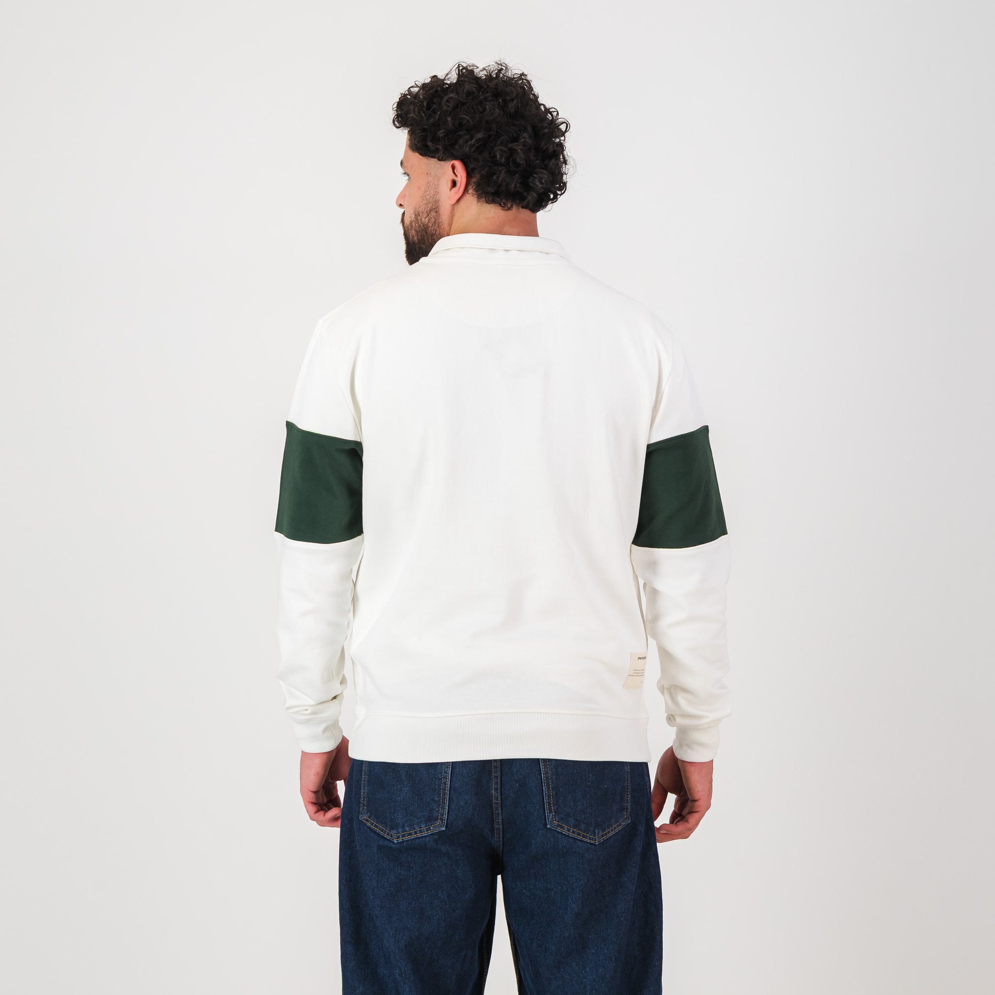 Springboks Classic Hoop Quarter Zip-Cloud Dancer