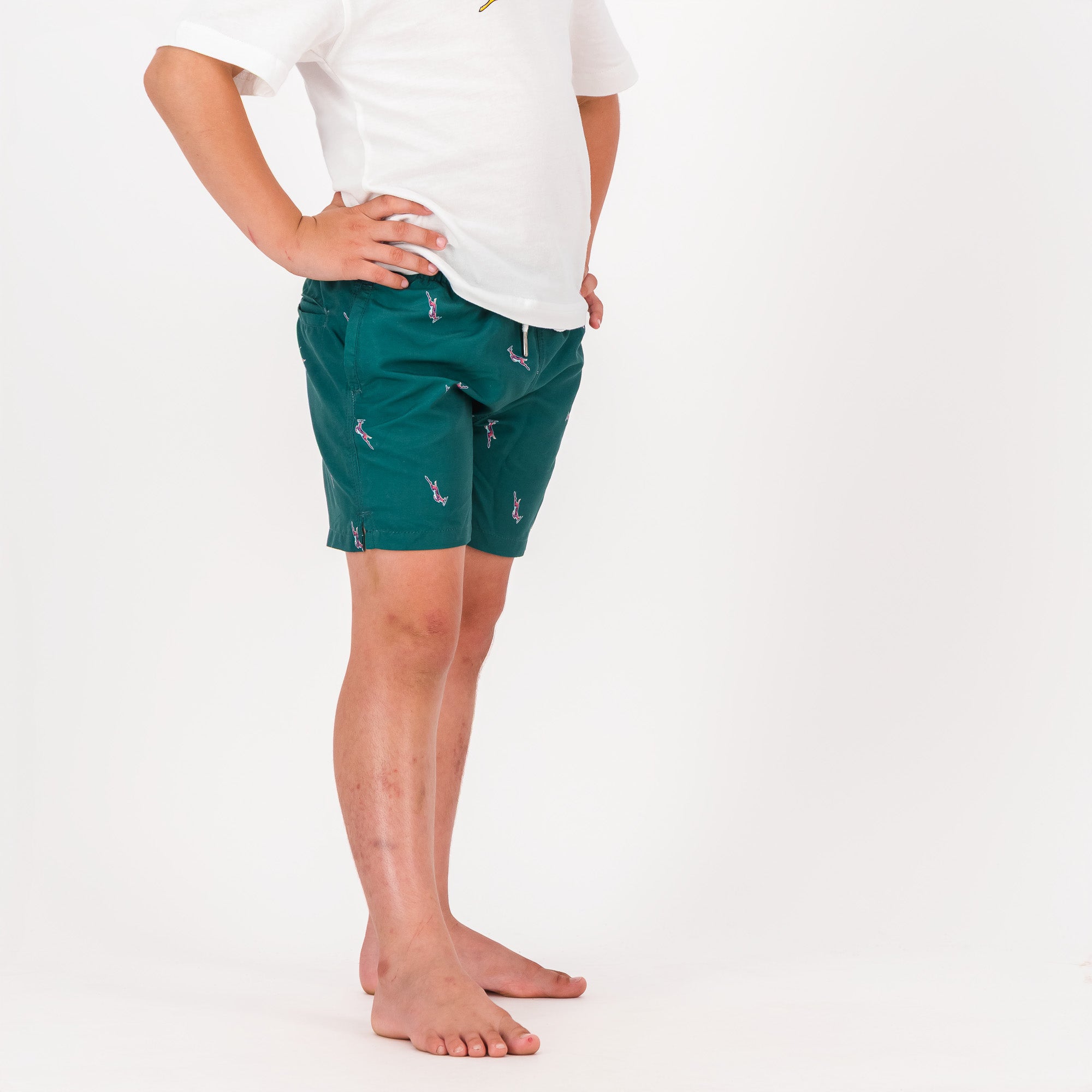 Springboks Summer Pop Print Kids Swim Shorts-Teal