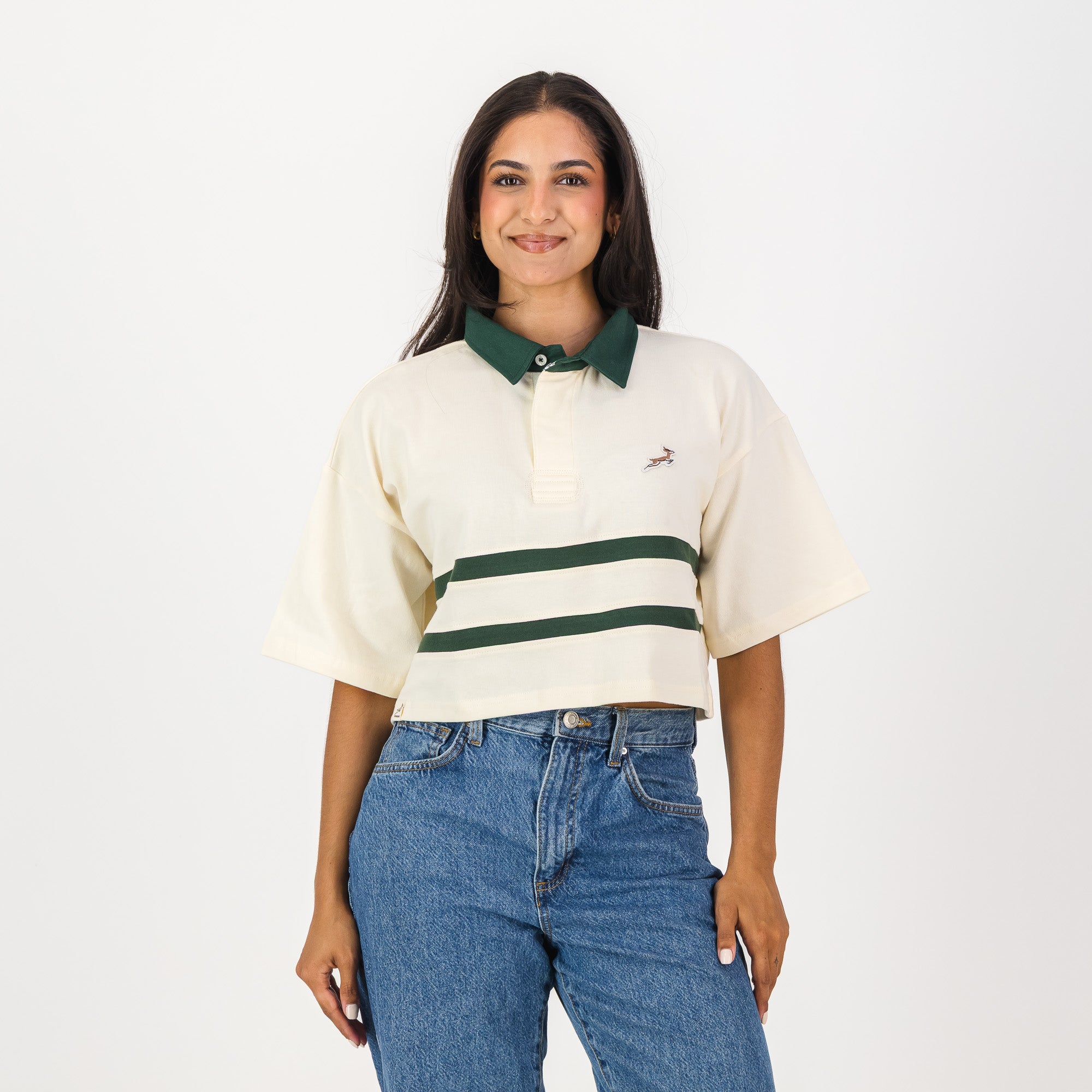 Springboks Twill Hoop SS Crop Rugby Jersey-Sugar Sizzle