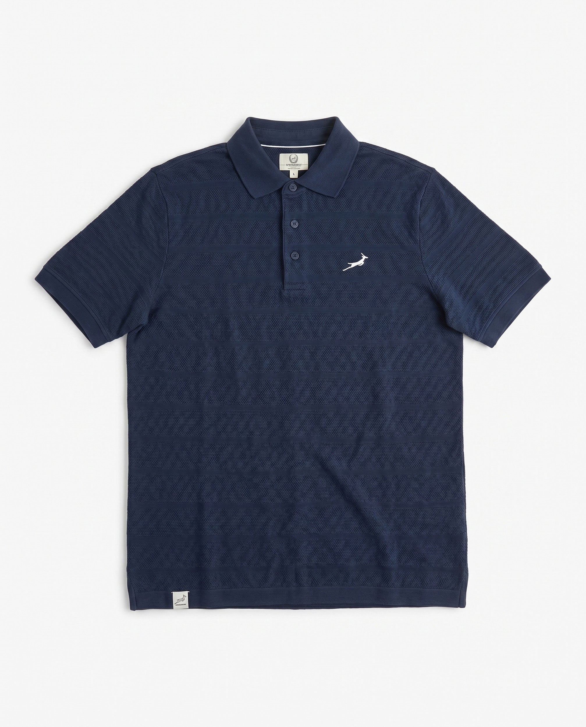 Springboks Popcorn Short Sleeve Golf Polo - Navy