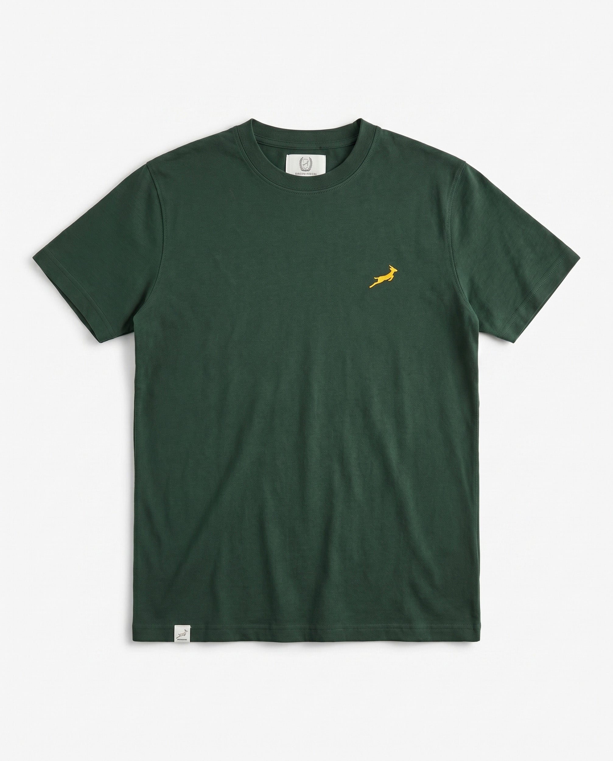 Springboks Small Logo Regular Crew T-Shirt Plain Green
