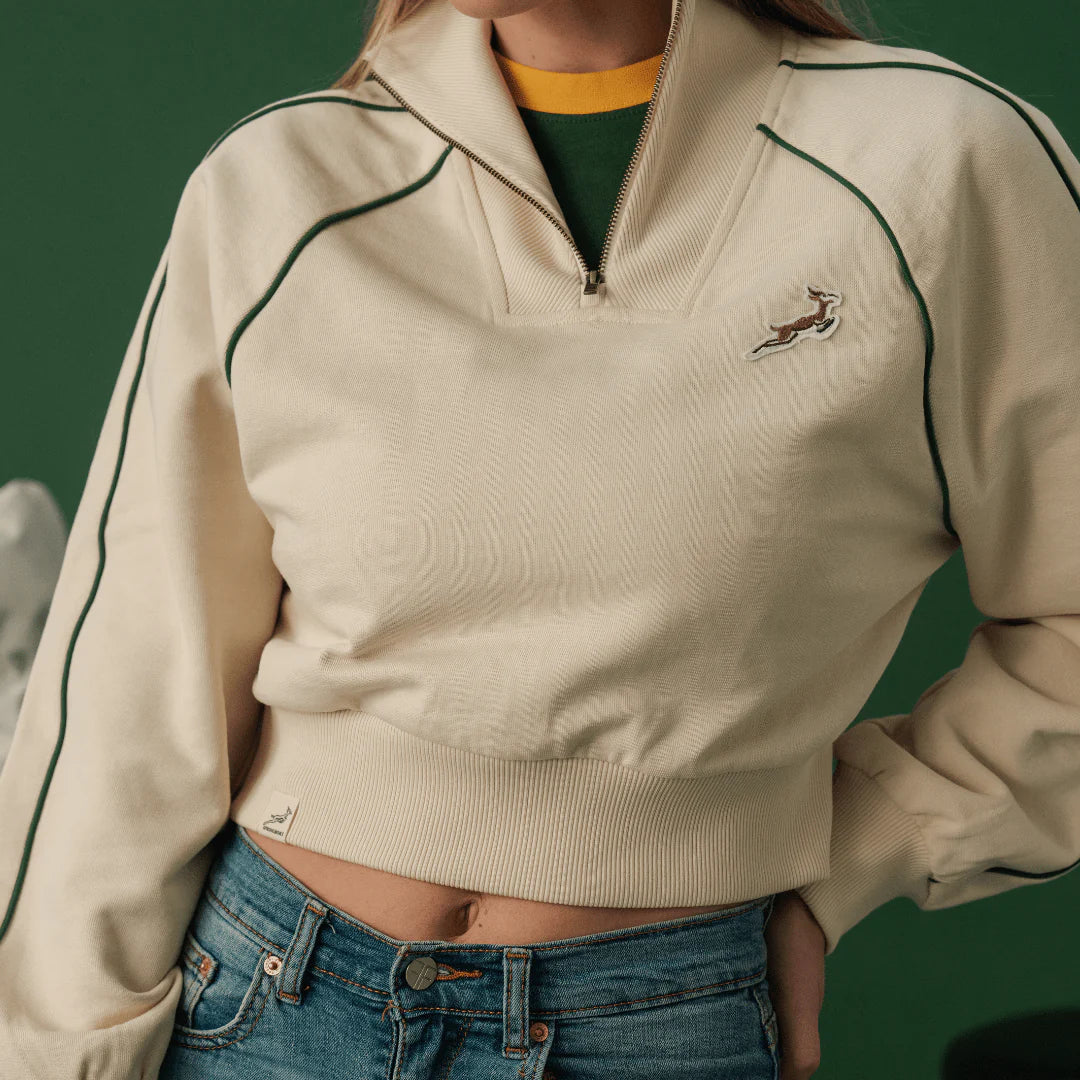 Springboks Ladies Piped Zip Through Sweat-Ivory