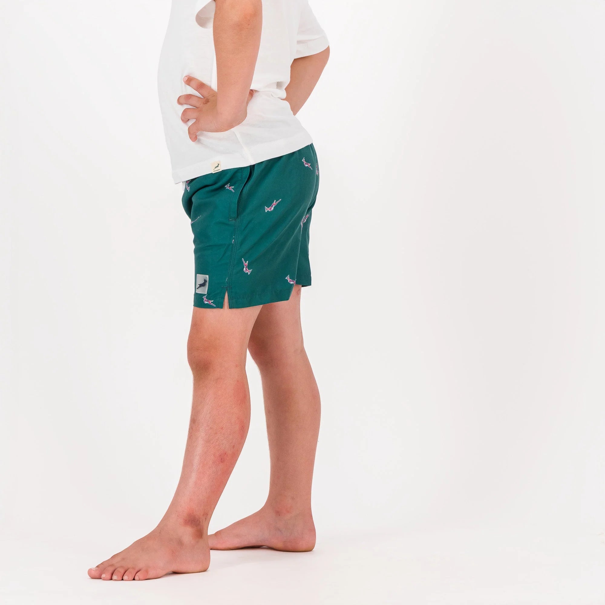 Springboks Summer Pop Print Kids Swim Shorts-Teal