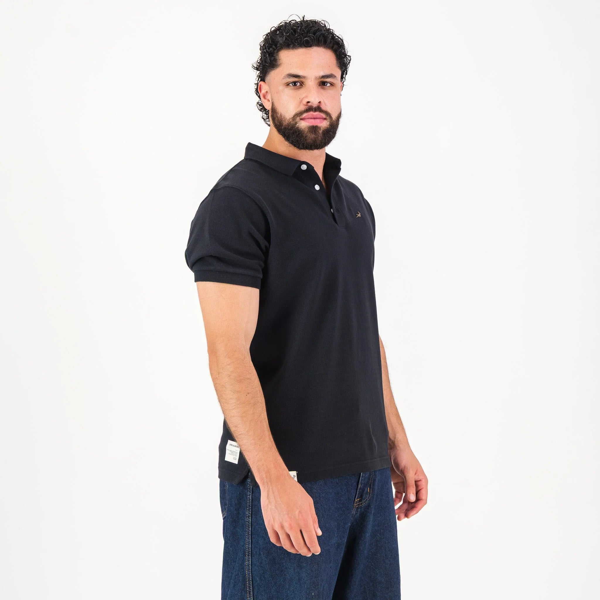Springboks Metal Rivet SS Polo - Black