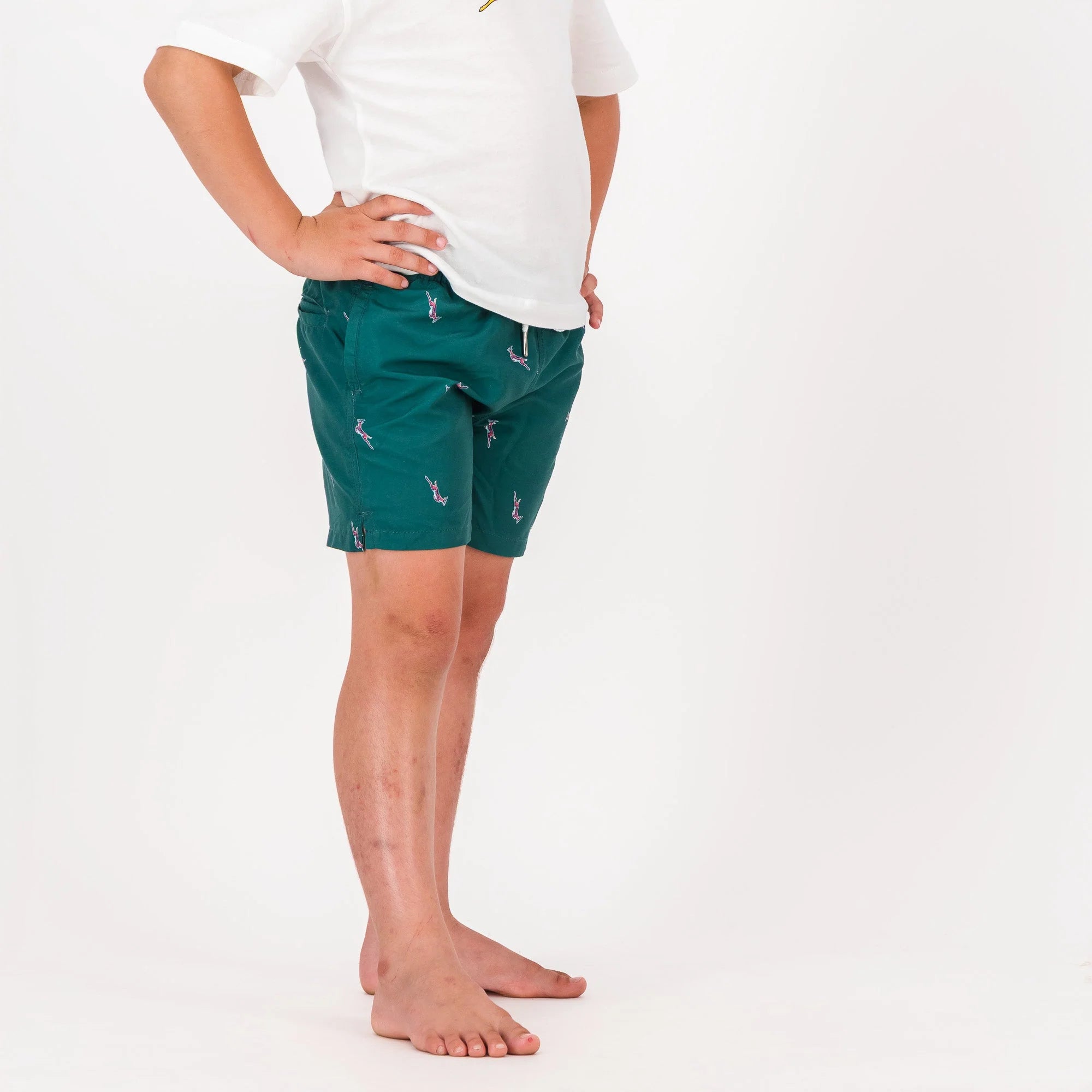 Springboks Summer Pop Print Kids Swim Shorts-Teal