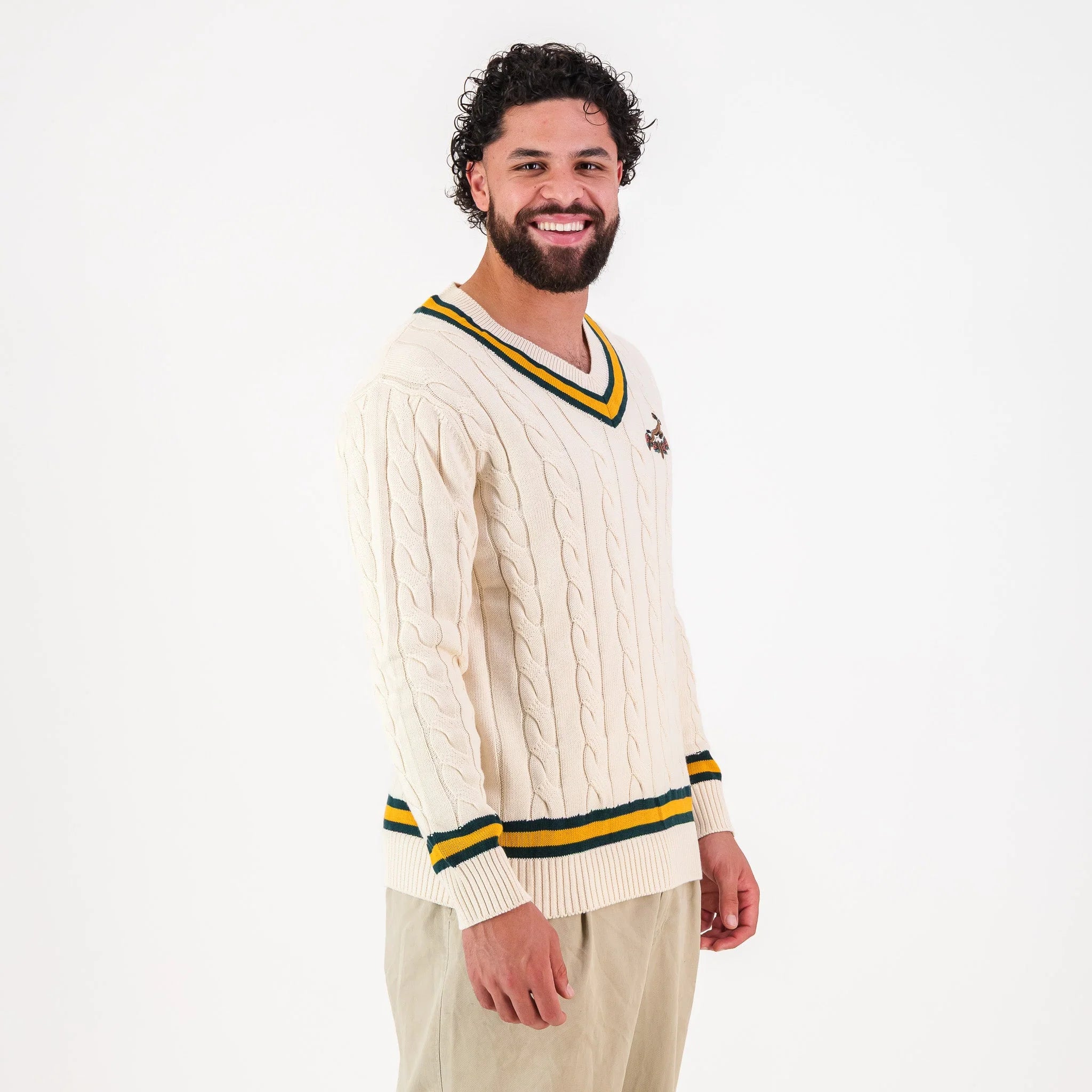 Springboks 95 LS V-neck Knit-Ivory