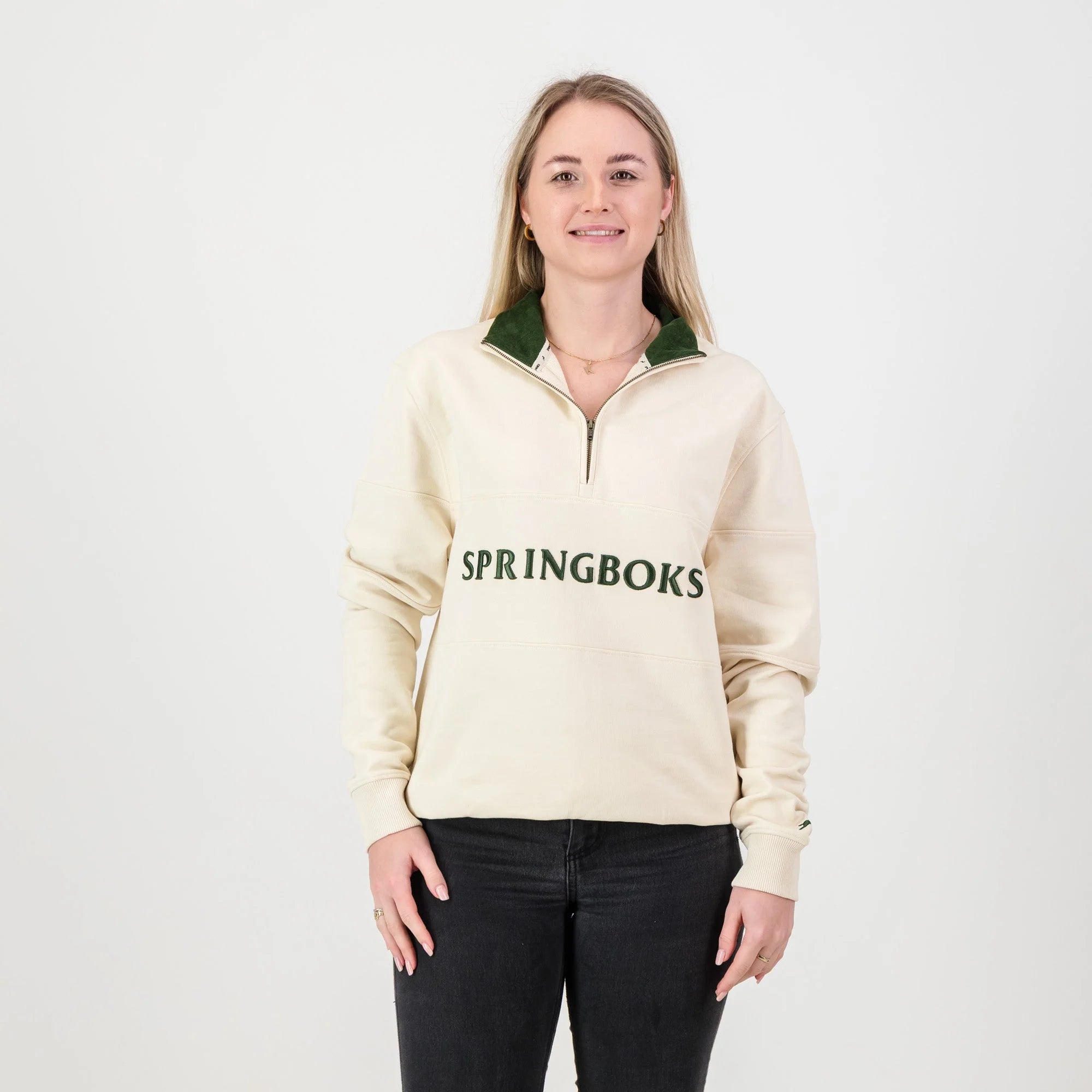 Springboks Word Quarter Zip Sweat-Ivory