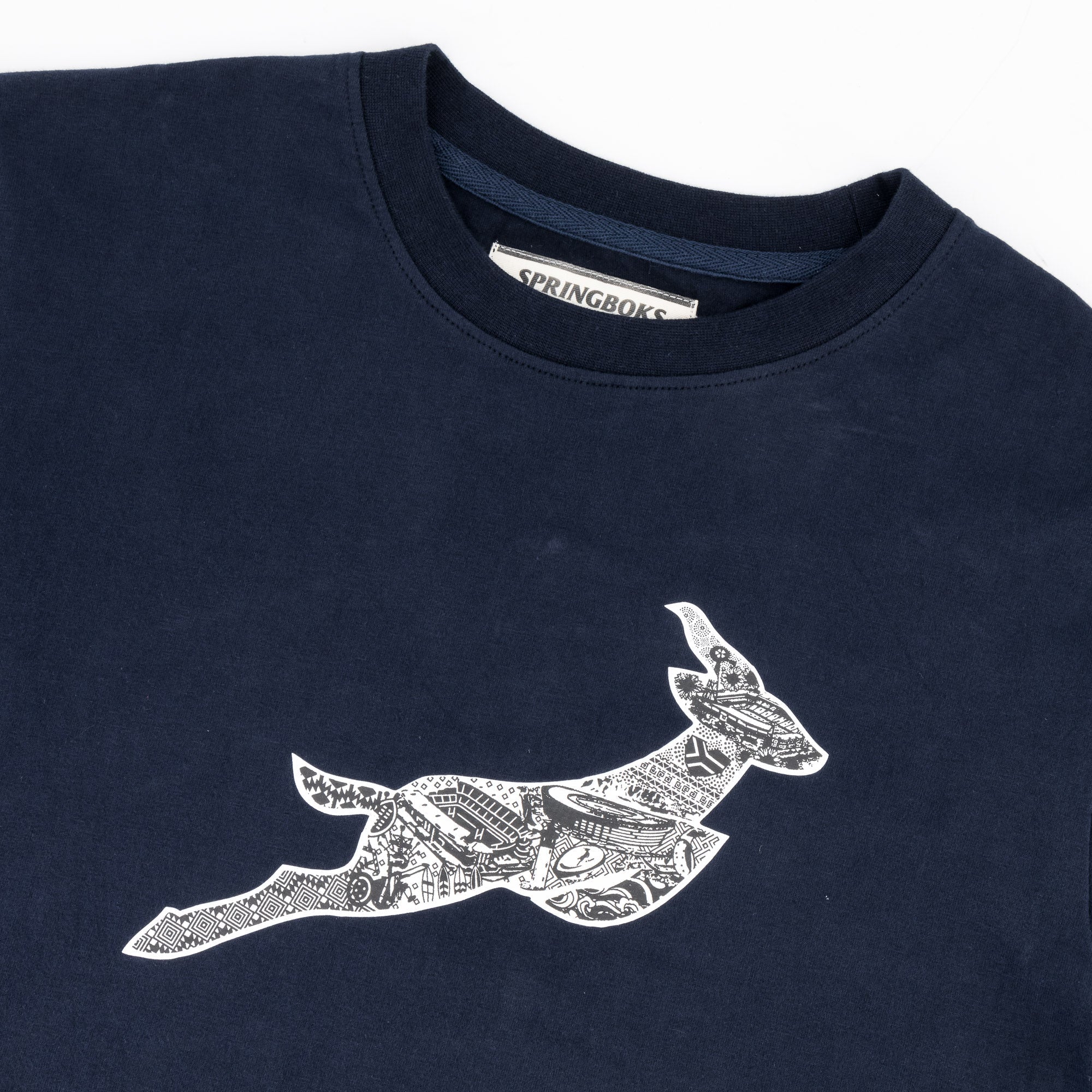 Springboks Infill Crew Tee - Navy - Old School