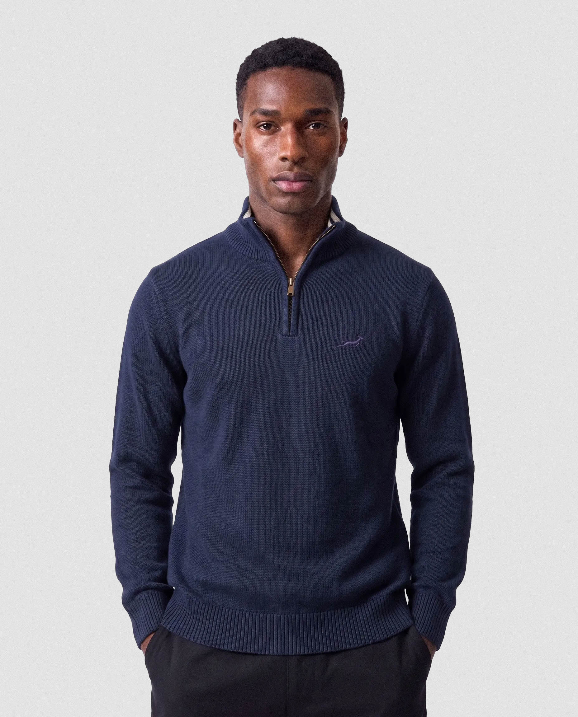 Springboks Premium Quarter Zip Knit-Navy
